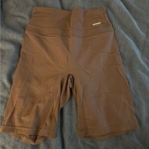 Whitney Simmons gymshark chocolate brown biker shorts